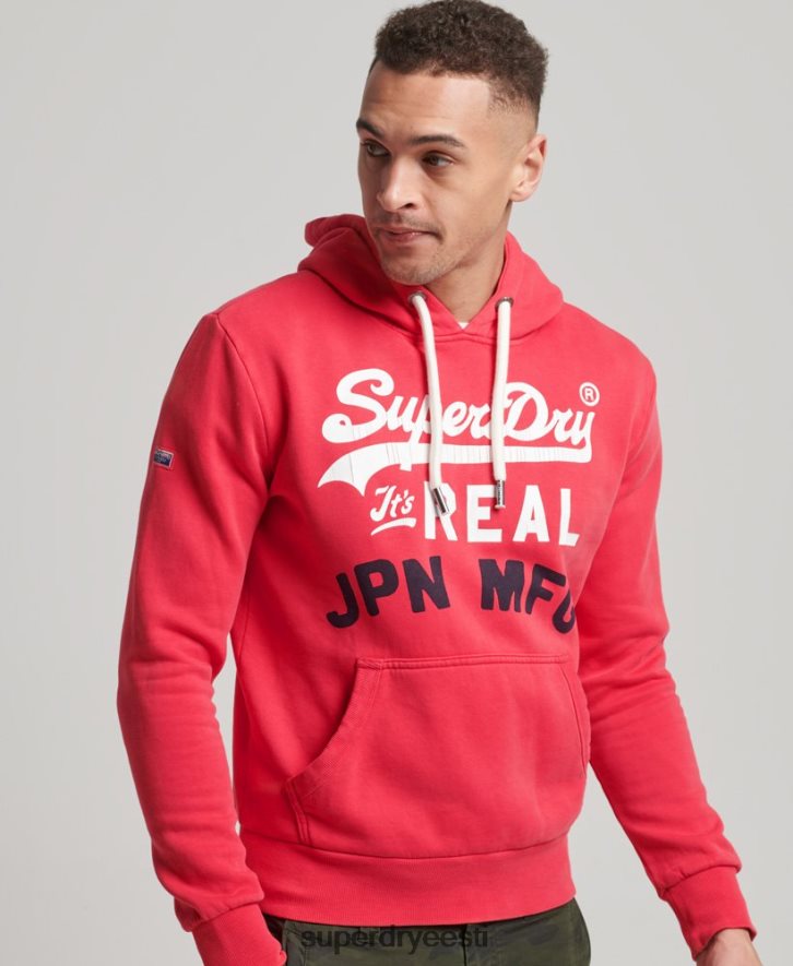 Superdry mehed Vintage logoga Ameerika klassikaline kapuuts B2LT4894 Riietus punane
