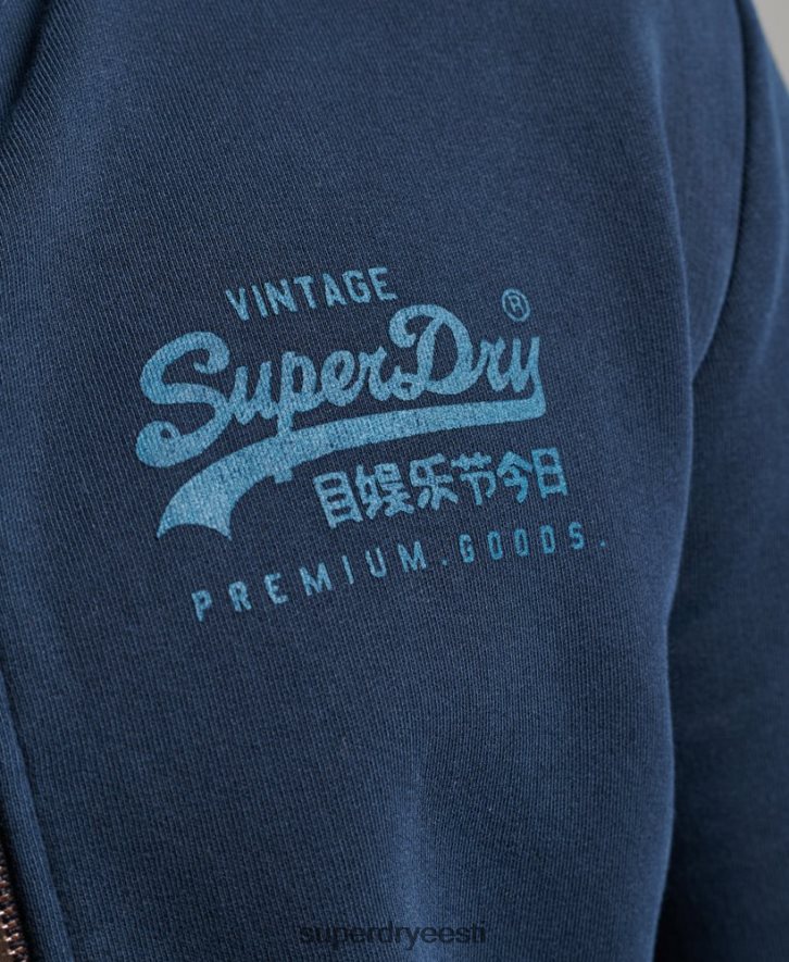 Superdry mehed Vintage logoga neoontõmblukuga kapuuts B2LT4456 Riietus merevägi