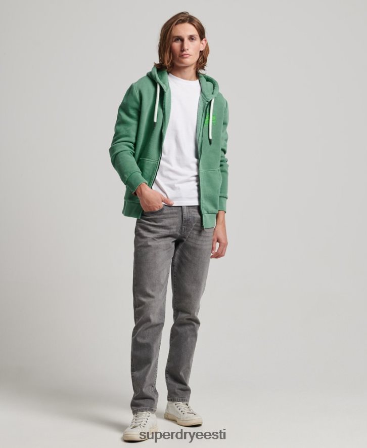Superdry mehed Vintage logoga neoontõmblukuga kapuuts B2LT4462 Riietus roheline