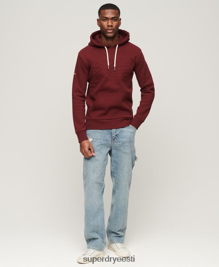 Superdry mehed Vintage logoga reljeefne kapuuts B2LT4533 Riietus punane