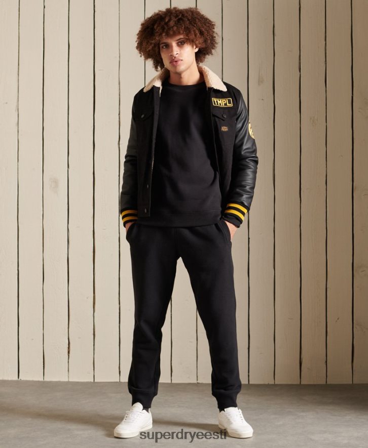 Superdry mehed Vintage logoga tikitud meeskonna dressipluus B2LT4776 Riietus must