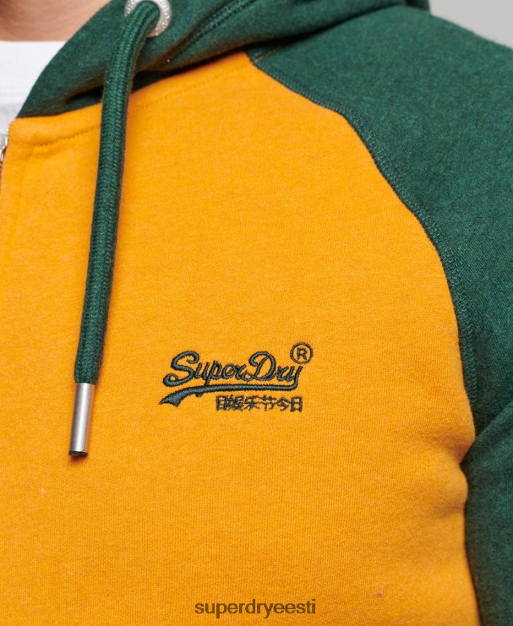 Superdry mehed Vintage logoga tikitud pesapalli lukuga kapuuts B2LT4490 Riietus kullast
