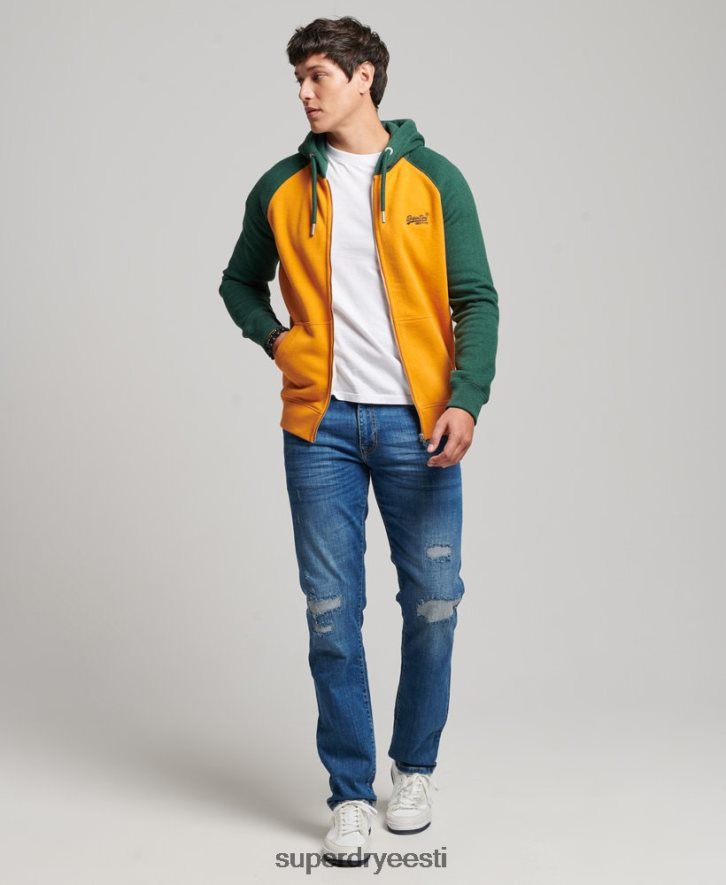 Superdry mehed Vintage logoga tikitud pesapalli lukuga kapuuts B2LT4490 Riietus kullast