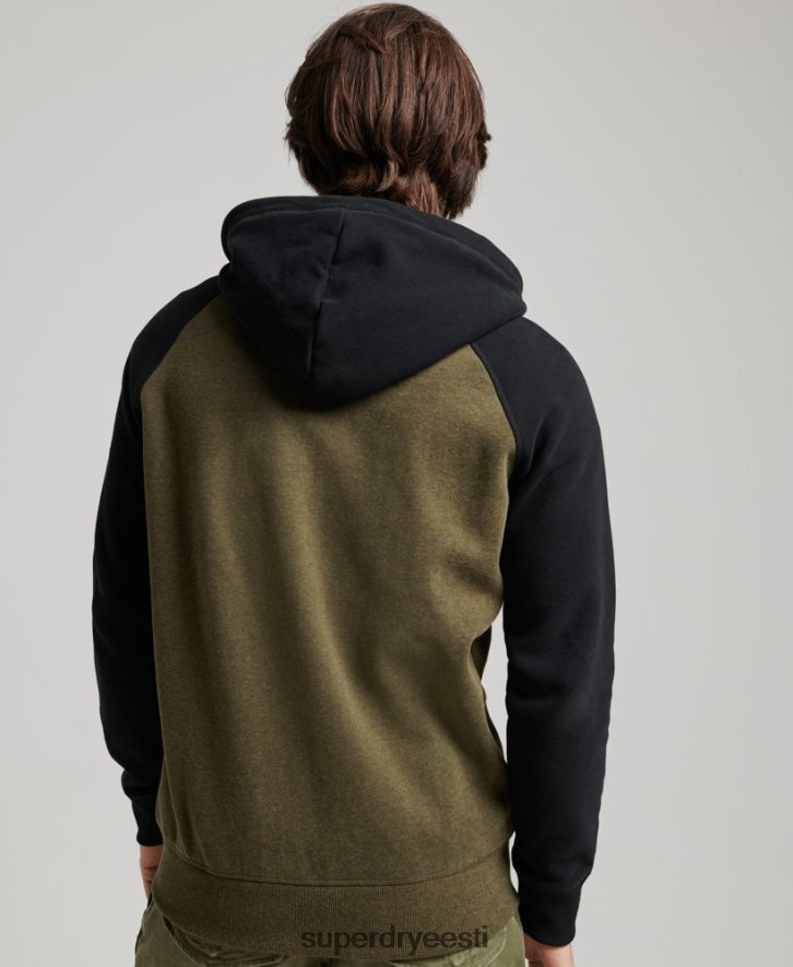 Superdry mehed Vintage logoga tikitud pesapalli lukuga kapuuts B2LT4723 Riietus roheline