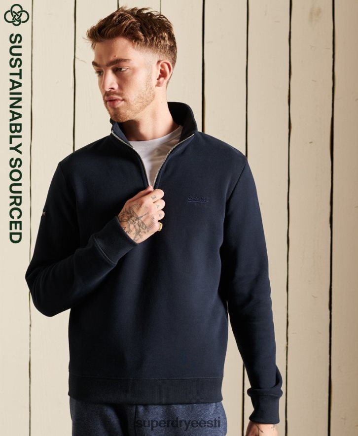 Superdry mehed Vintage logoga tikitud tõmblukuga Henley dressipluus B2LT45038 Riietus merevägi