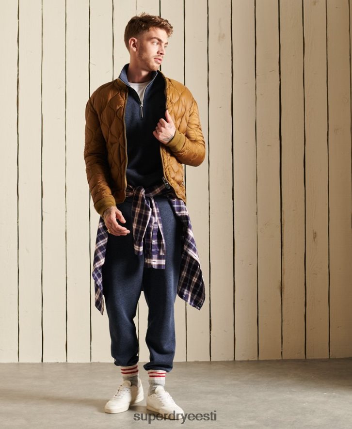 Superdry mehed Vintage logoga tikitud tõmblukuga Henley dressipluus B2LT45138 Riietus merevägi