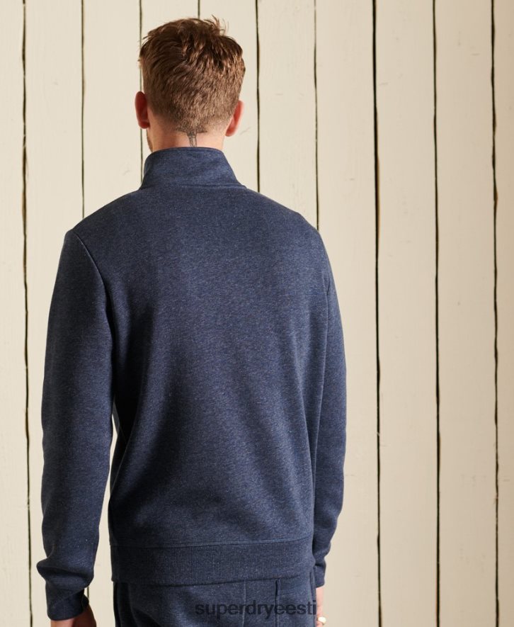 Superdry mehed Vintage logoga tikitud tõmblukuga Henley dressipluus B2LT45138 Riietus merevägi