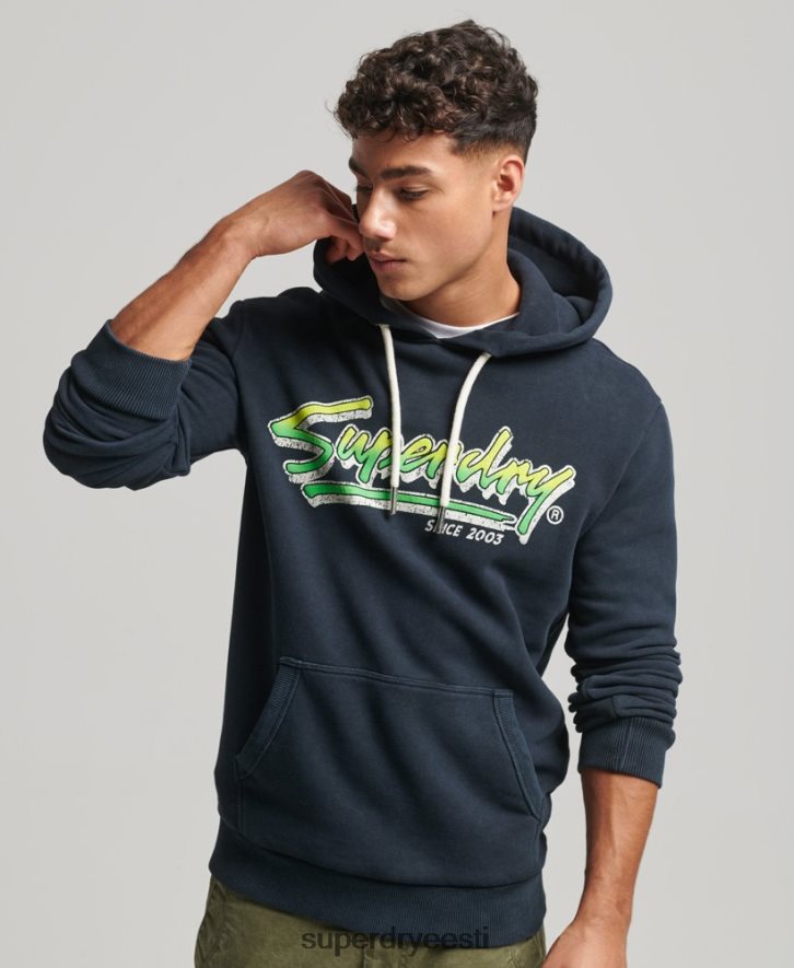 Superdry mehed Vintage vormimis- ja tegija kapuuts B2LT4813 Riietus merevägi