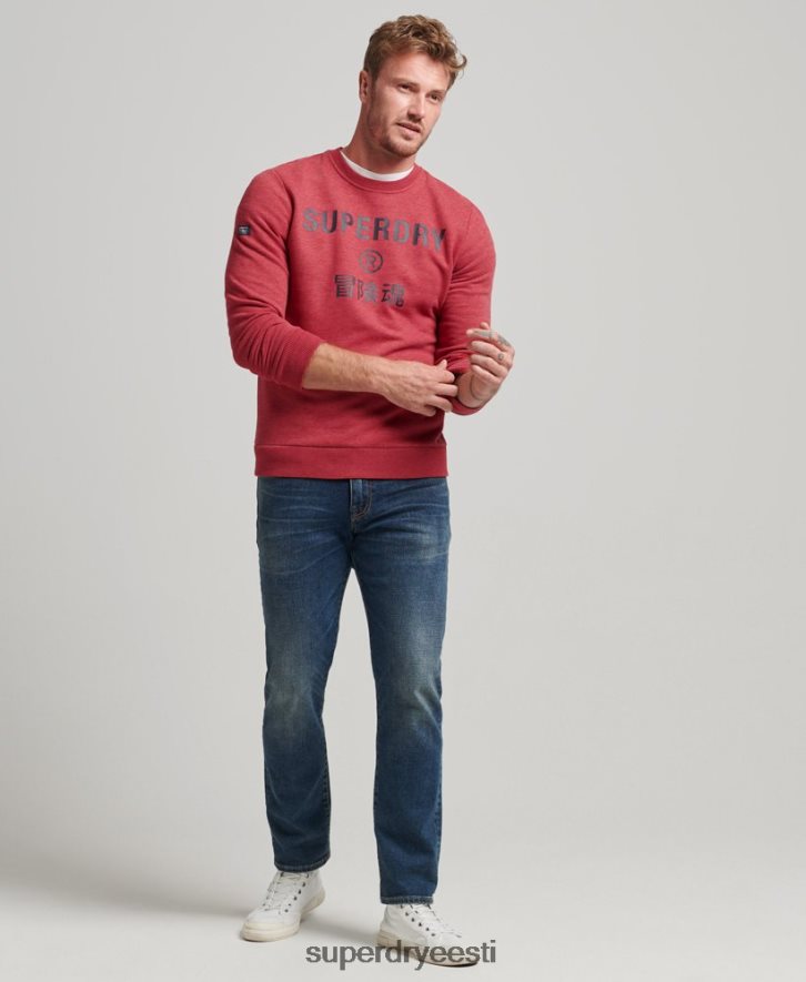 Superdry mehed ettevõtte logoga marl crew dressipluus B2LT45188 Riietus punane