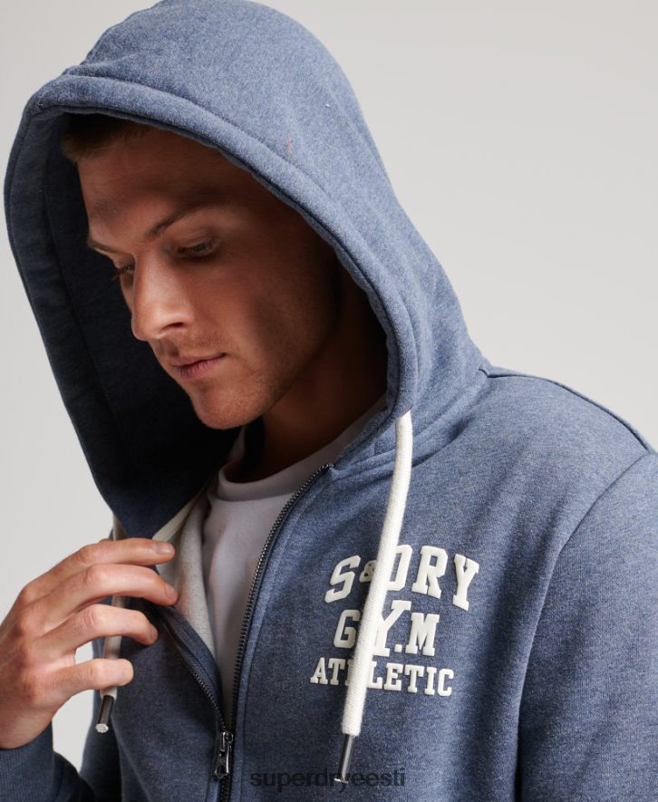 Superdry mehed jõusaali sportlik lukuga kapuuts B2LT4468 Riietus merevägi