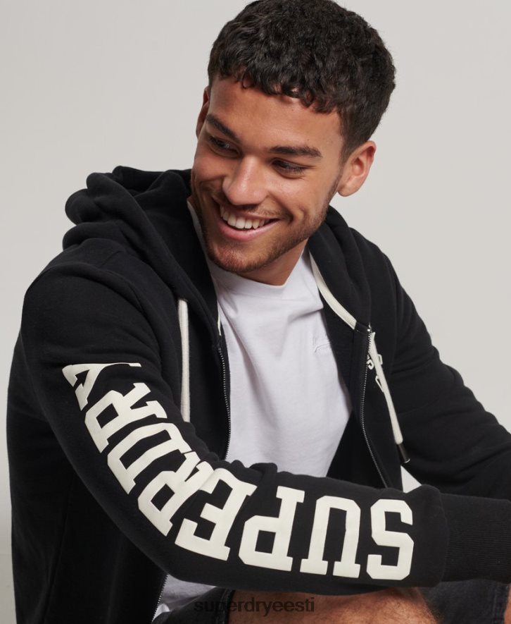 Superdry mehed jõusaali sportlik lukuga kapuuts B2LT4473 Riietus must
