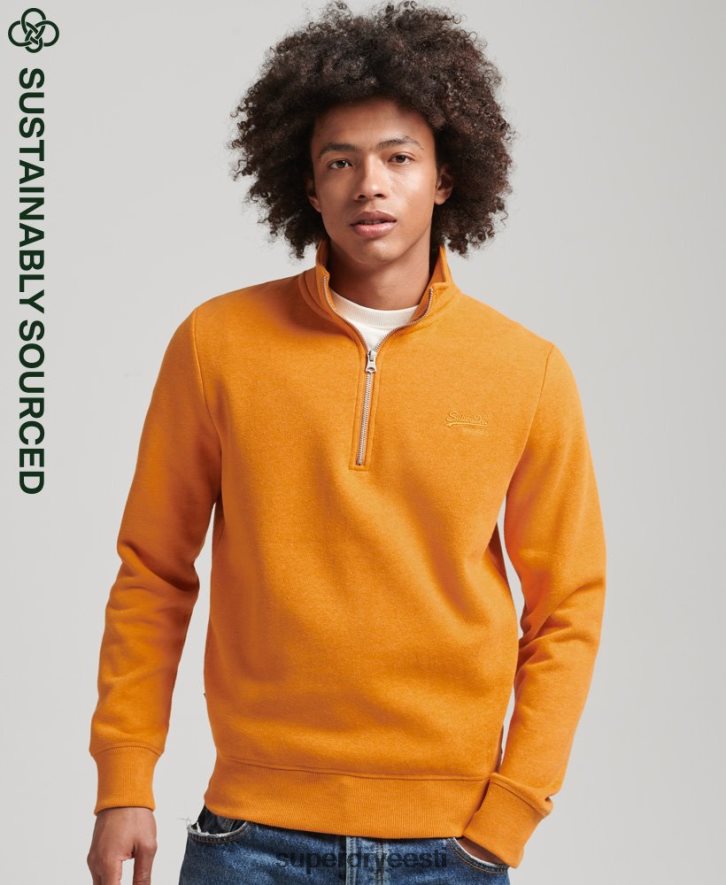 Superdry mehed orgaanilisest puuvillast essentsiaalse logoga poollukuga dressipluus B2LT45063 Riietus kollane