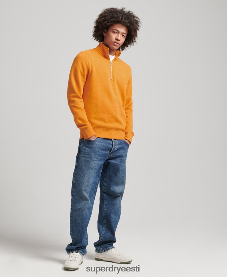 Superdry mehed orgaanilisest puuvillast essentsiaalse logoga poollukuga dressipluus B2LT45063 Riietus kollane