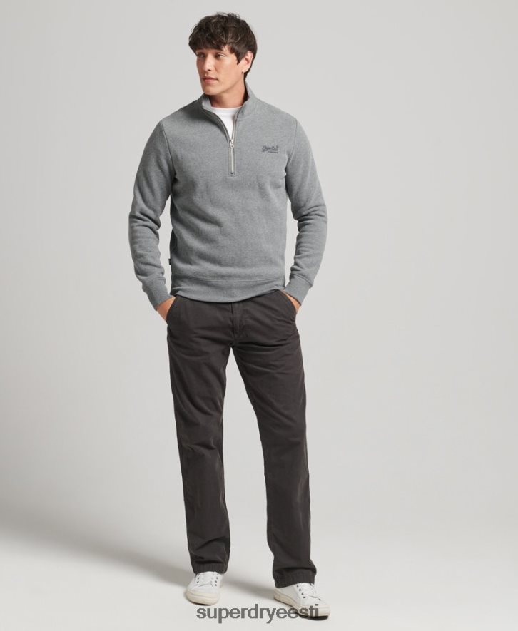 Superdry mehed orgaanilisest puuvillast essentsiaalse logoga poollukuga dressipluus B2LT45080 Riietus hall