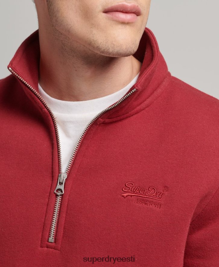Superdry mehed orgaanilisest puuvillast essentsiaalse logoga poollukuga dressipluus B2LT4773 Riietus punane