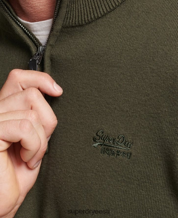 Superdry mehed orgaanilisest puuvillast tikitud Henley dressipluus B2LT45243 Riietus roheline