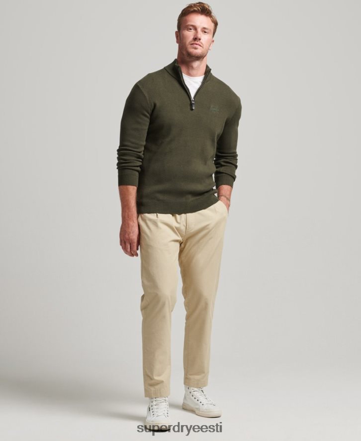 Superdry mehed orgaanilisest puuvillast tikitud Henley dressipluus B2LT45243 Riietus roheline