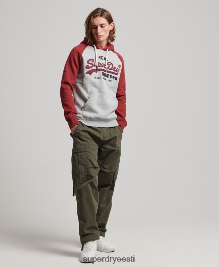 Superdry mehed orgaanilisest puuvillast vintage logo heritage raglaani kapuuts B2LT4486 Riietus helehall
