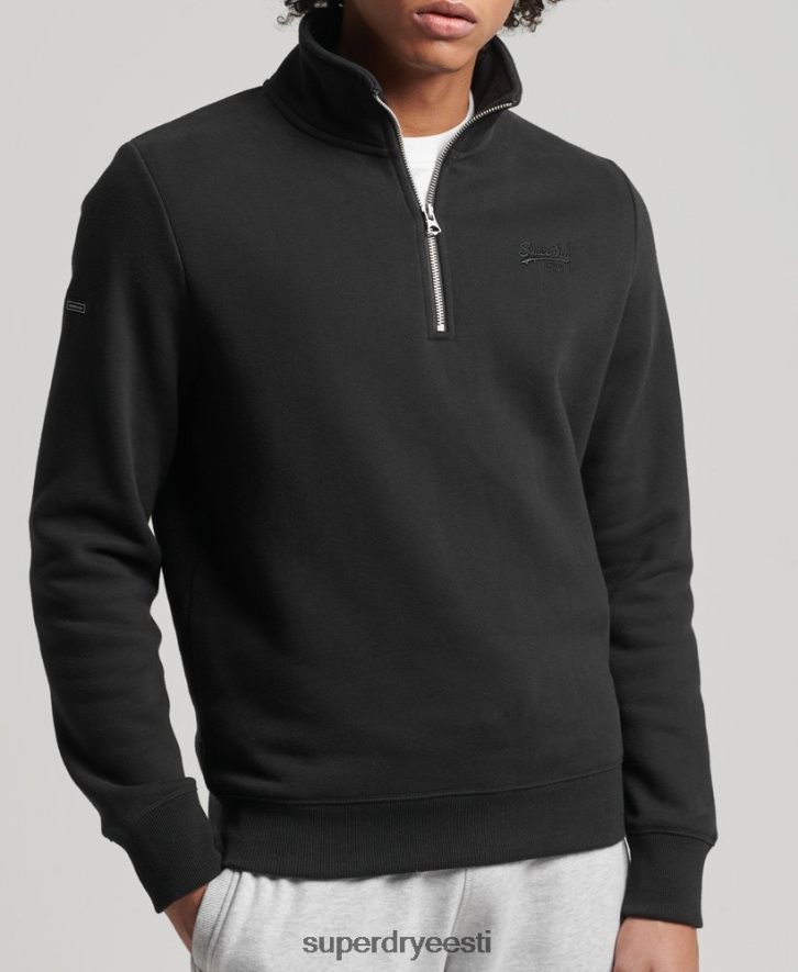 Superdry mehed orgaanilisest puuvillast vintage logoga henley dressipluus B2LT45047 Riietus must