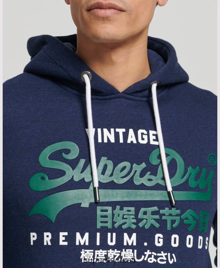 Superdry mehed orgaanilisest puuvillast vintage logoga kapuuts B2LT4653 Riietus tumesinine