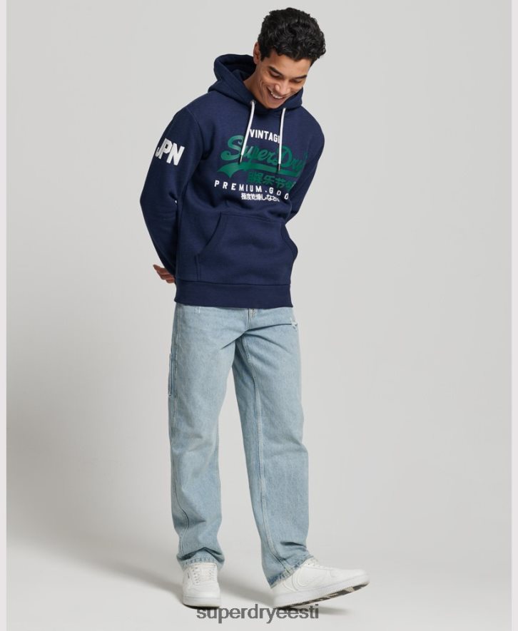 Superdry mehed orgaanilisest puuvillast vintage logoga kapuuts B2LT4653 Riietus tumesinine