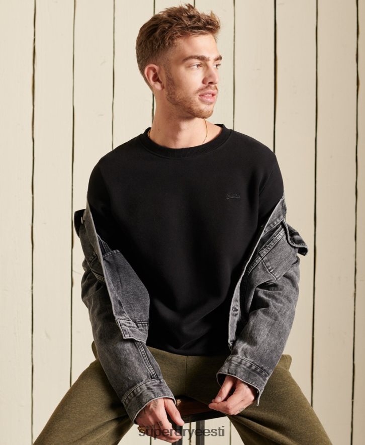 Superdry mehed orgaanilisest puuvillast vintage logoga meeskonna dressipluus B2LT4771 Riietus must