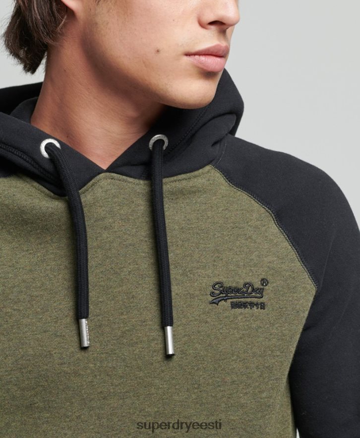 Superdry mehed orgaanilisest puuvillast vintage logoga pesapalli kapuuts B2LT4745 Riietus roheline