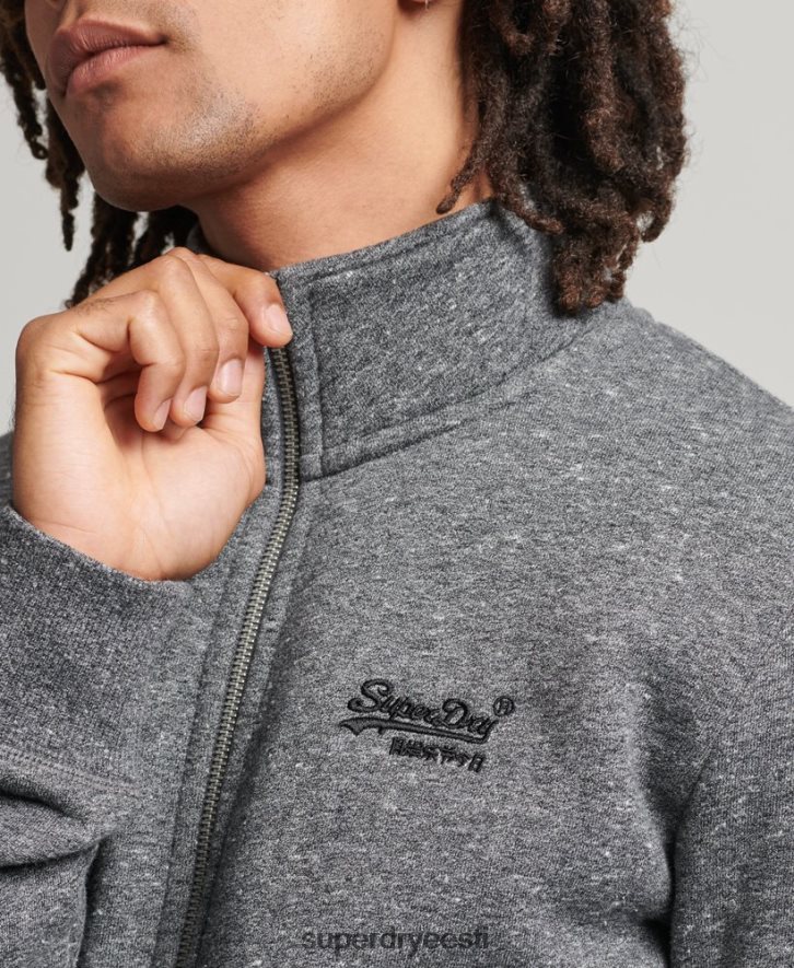 Superdry mehed orgaanilisest puuvillast vintage logoga tõmblukuga topp B2LT45010 Riietus tumehall