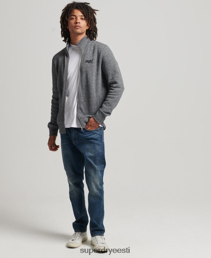 Superdry mehed orgaanilisest puuvillast vintage logoga tõmblukuga topp B2LT45010 Riietus tumehall