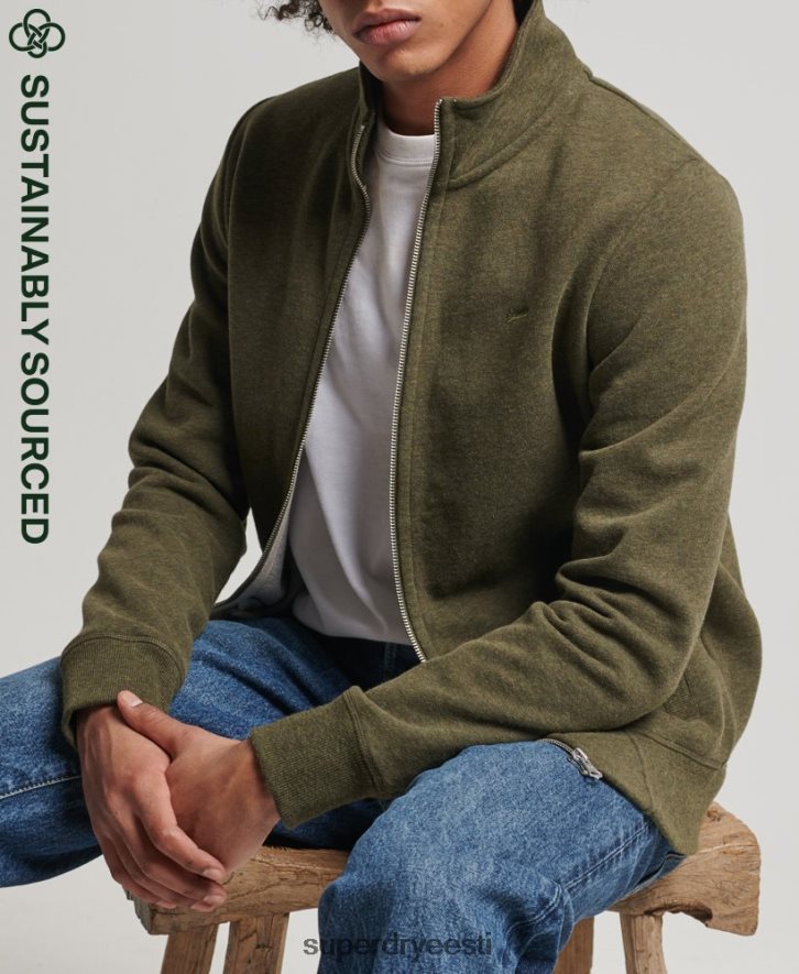 Superdry mehed orgaanilisest puuvillast vintage logoga tõmblukuga topp B2LT45114 Riietus khaki