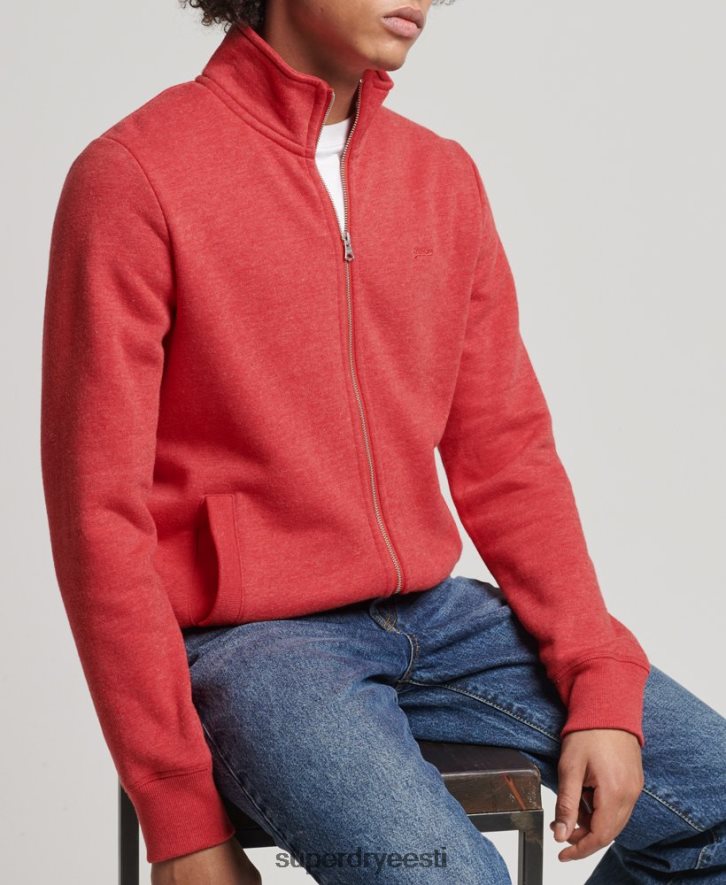 Superdry mehed orgaanilisest puuvillast vintage logoga tikitud dressipluus B2LT4810 Riietus punane