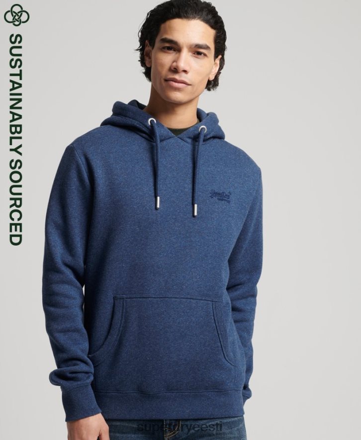 Superdry mehed orgaanilisest puuvillast vintage logoga tikitud kapuuts B2LT45017 Riietus sinine