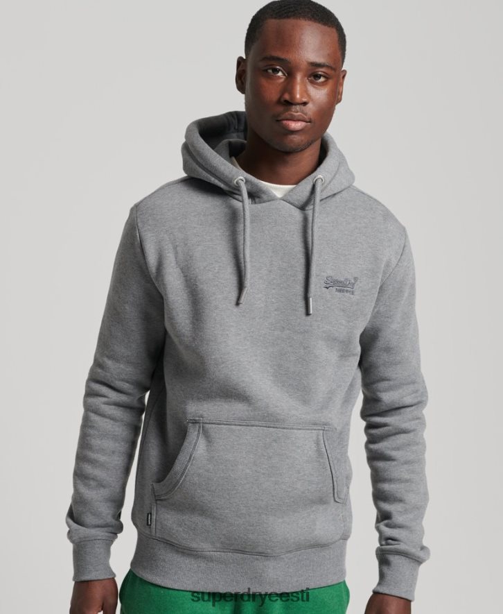 Superdry mehed orgaanilisest puuvillast vintage logoga tikitud kapuuts B2LT45104 Riietus hall