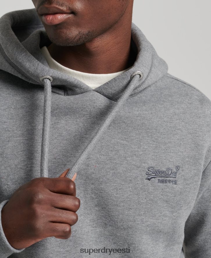 Superdry mehed orgaanilisest puuvillast vintage logoga tikitud kapuuts B2LT45104 Riietus hall