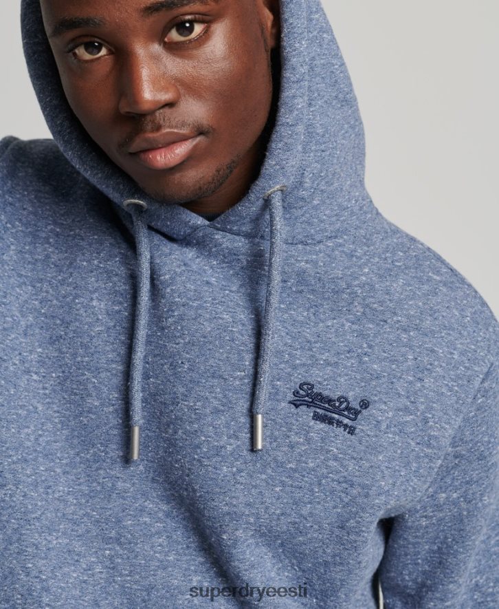 Superdry mehed orgaanilisest puuvillast vintage logoga tikitud kapuuts B2LT45106 Riietus sinine