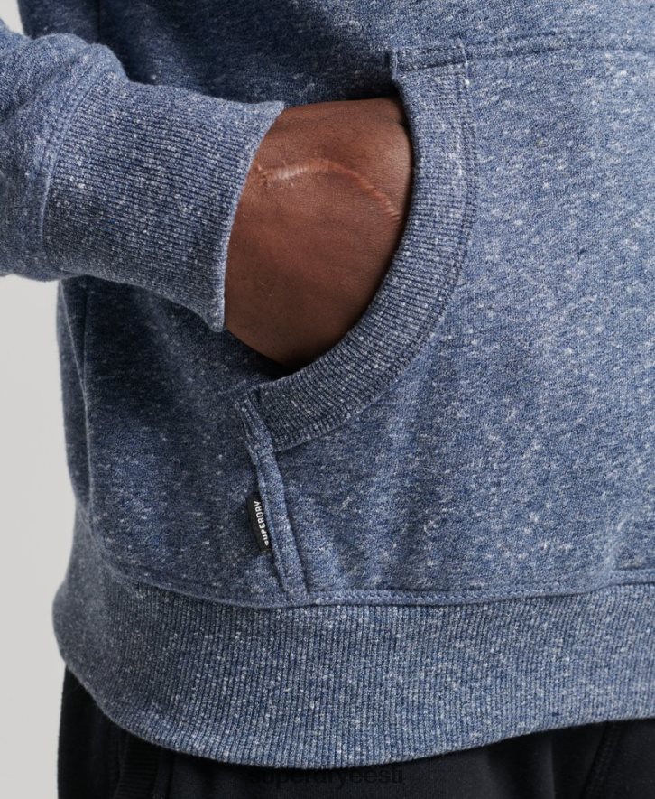 Superdry mehed orgaanilisest puuvillast vintage logoga tikitud kapuuts B2LT45106 Riietus sinine