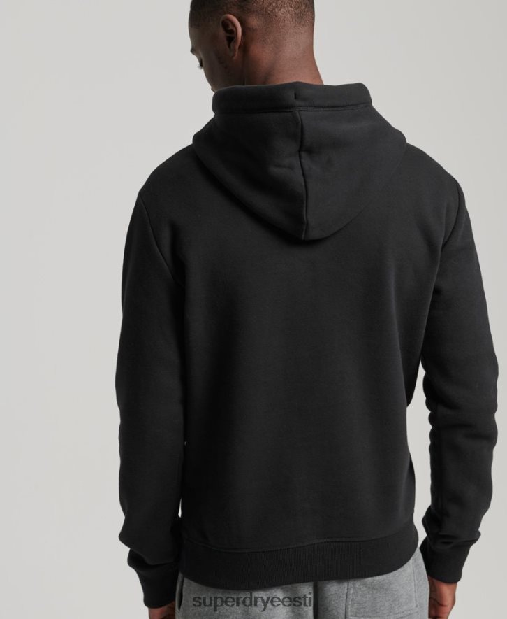 Superdry mehed orgaanilisest puuvillast vintage logoga tikitud kapuuts B2LT4716 Riietus must