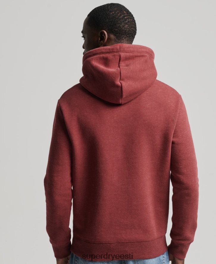 Superdry mehed orgaanilisest puuvillast vintage logoga tikitud kapuuts B2LT4743 Riietus punane