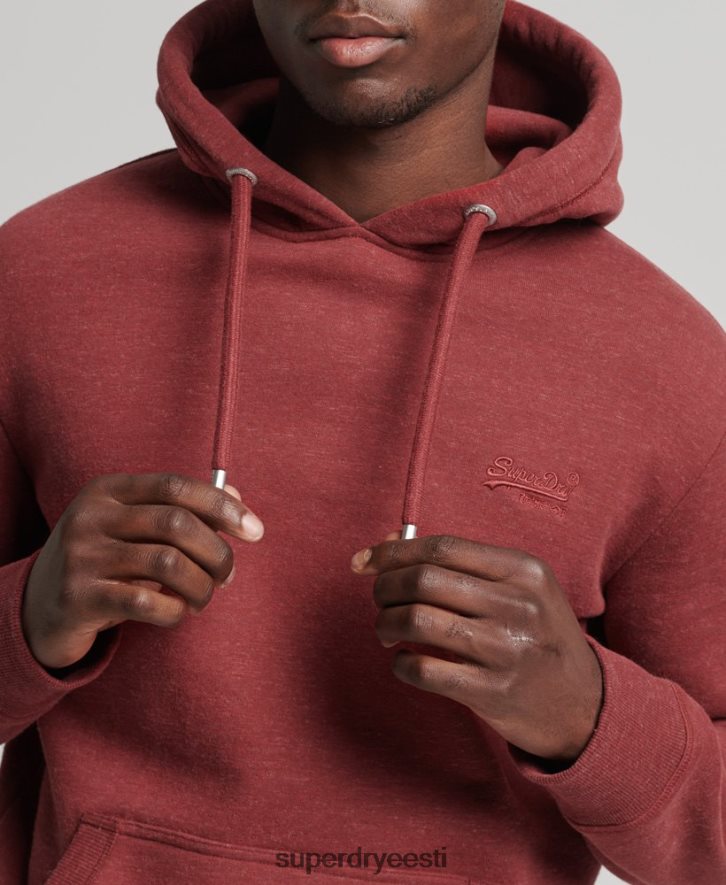 Superdry mehed orgaanilisest puuvillast vintage logoga tikitud kapuuts B2LT4743 Riietus punane
