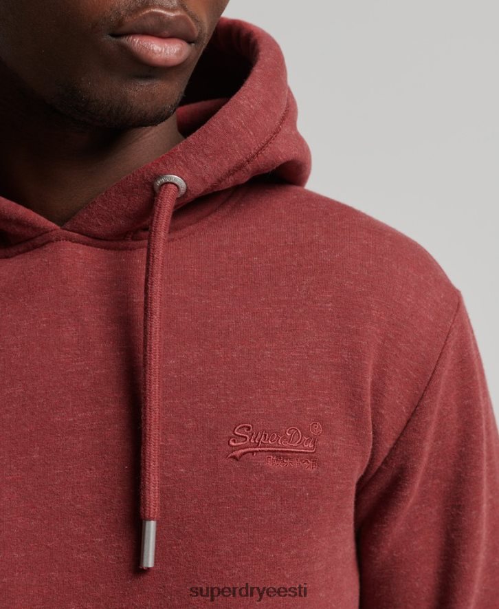 Superdry mehed orgaanilisest puuvillast vintage logoga tikitud kapuuts B2LT4743 Riietus punane