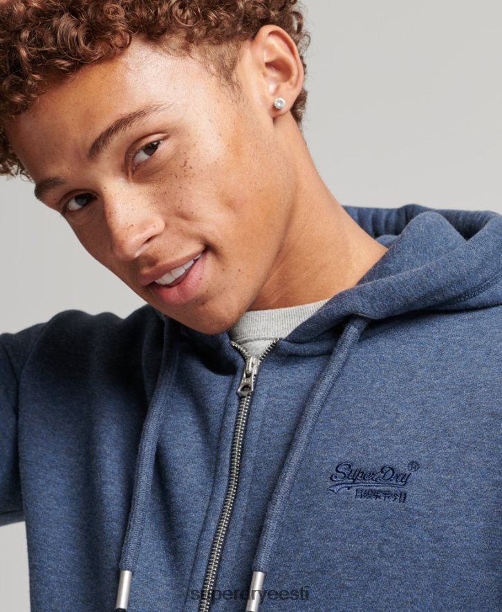 Superdry mehed orgaanilisest puuvillast vintage logoga tikitud lukuga kapuuts B2LT4480 Riietus merevägi