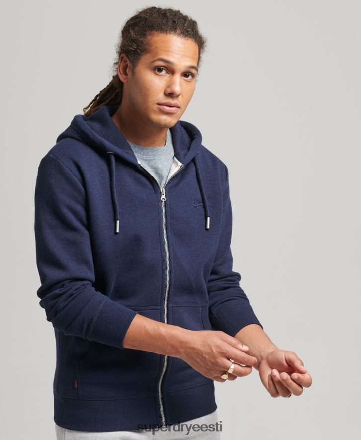 Superdry mehed orgaanilisest puuvillast vintage logoga tikitud lukuga kapuuts B2LT45052 Riietus merevägi