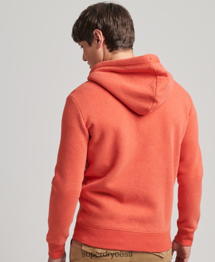 Superdry mehed orgaanilisest puuvillast vintage logoga tikitud lukuga kapuuts B2LT4512 Riietus oranž