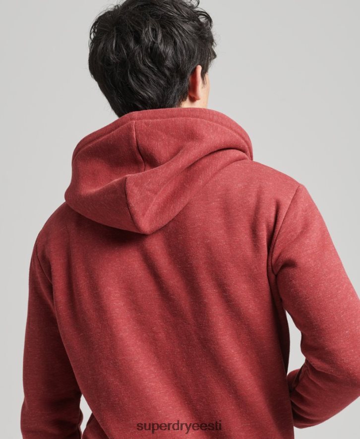 Superdry mehed orgaanilisest puuvillast vintage logoga tikitud lukuga kapuuts B2LT4596 Riietus punane