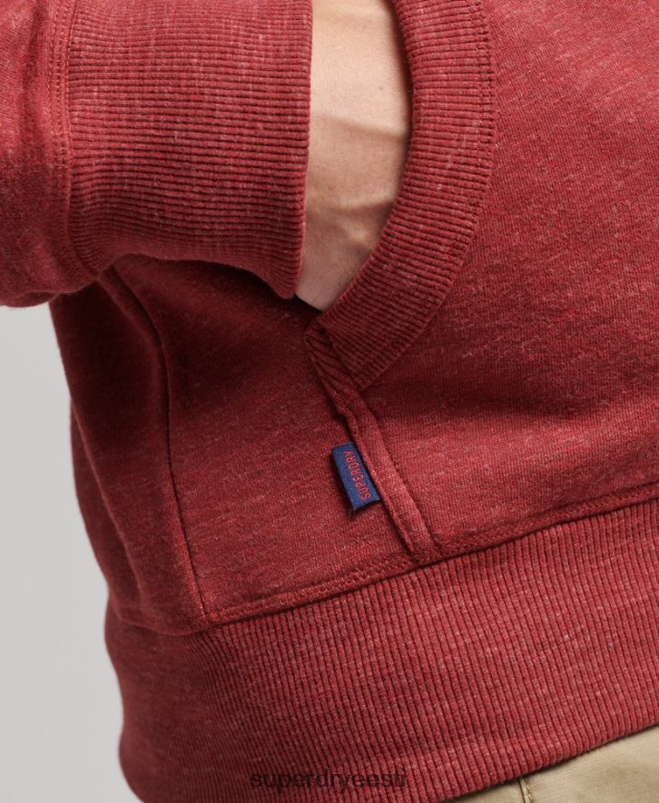 Superdry mehed orgaanilisest puuvillast vintage logoga tikitud lukuga kapuuts B2LT4596 Riietus punane