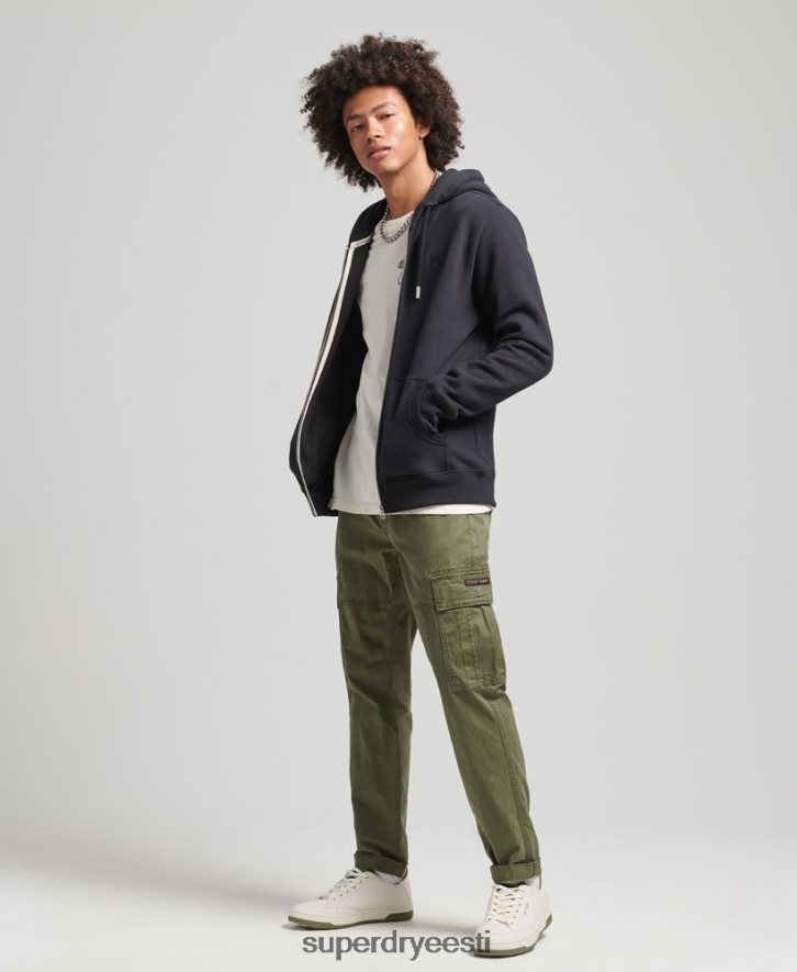 Superdry mehed orgaanilisest puuvillast vintage logoga tikitud lukuga kapuuts B2LT4612 Riietus must