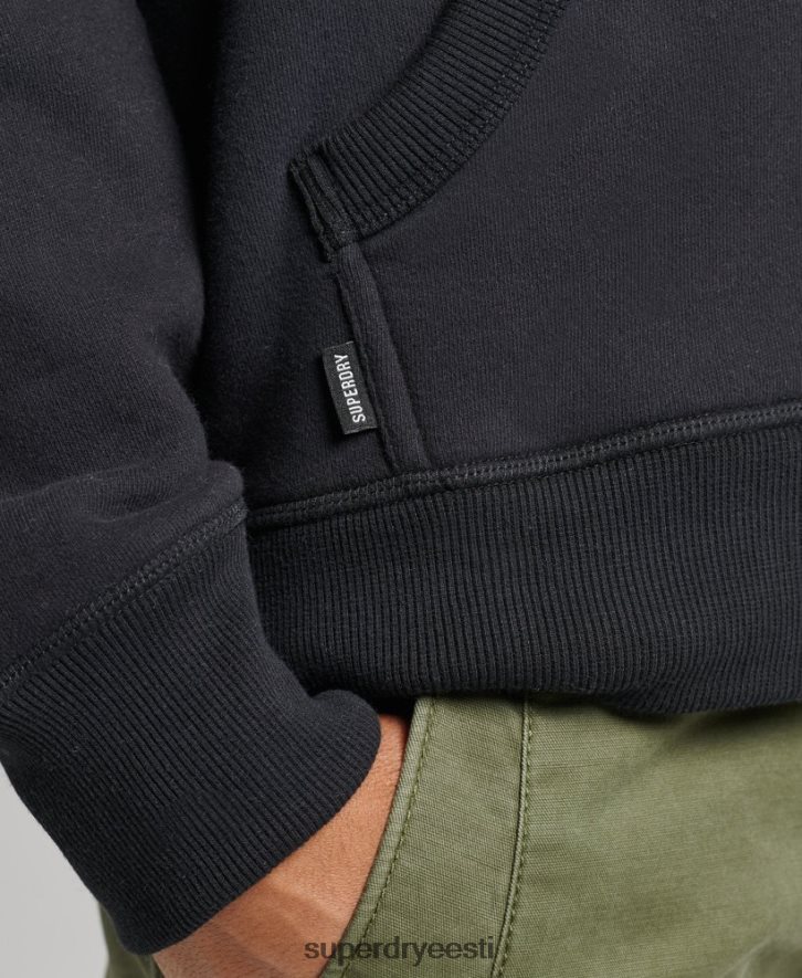 Superdry mehed orgaanilisest puuvillast vintage logoga tikitud lukuga kapuuts B2LT4612 Riietus must
