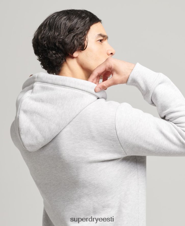 Superdry mehed orgaanilisest puuvillast vintage logoga tikitud lukuga kapuuts B2LT4641 Riietus helehall