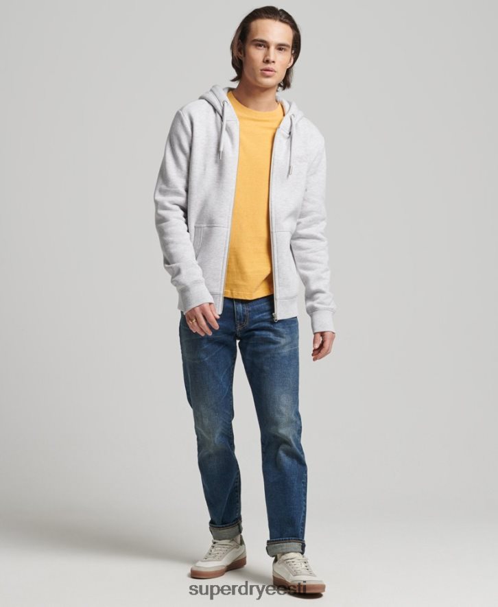 Superdry mehed orgaanilisest puuvillast vintage logoga tikitud lukuga kapuuts B2LT4676 Riietus helehall