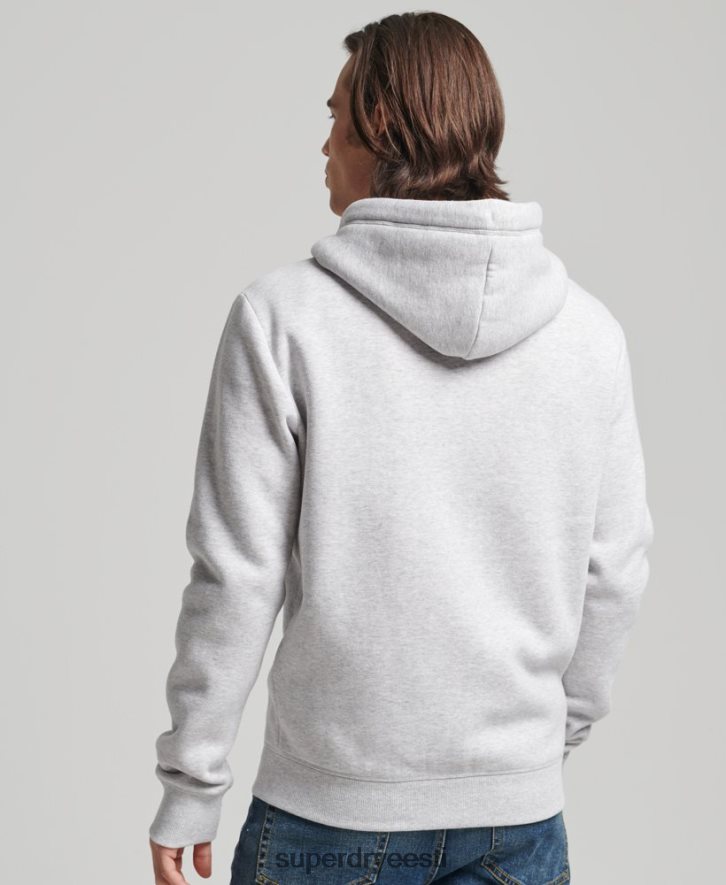 Superdry mehed orgaanilisest puuvillast vintage logoga tikitud lukuga kapuuts B2LT4676 Riietus helehall